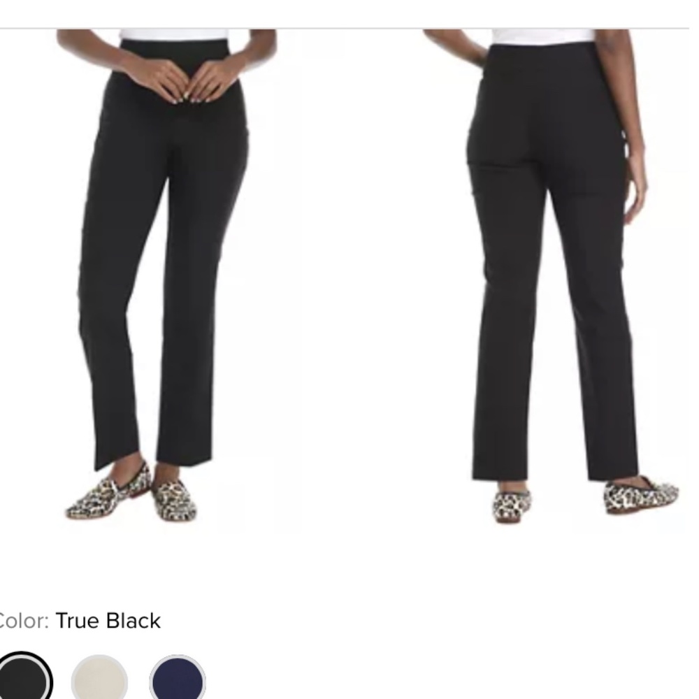 Kim Rogers petite true black average pull on polished dressing pants. NWT